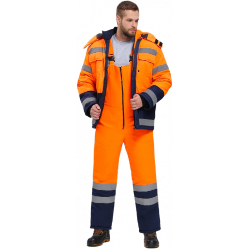 Костюм зимний для дорожника Ультра (тк.Смесовая,210) п/к, оранжевый/т.синий Костюм зимний для дорожника Ультра (тк.Смесовая,210) п/к, оранжевый/т.синий