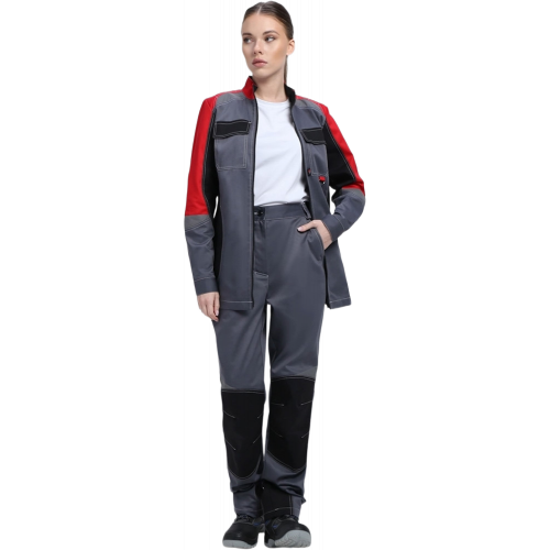 Костюм женский Вектрон-1 (тк.Смесовая,240) брюки, серый/красный/черный Костюм женский Вектрон-1 (тк.Смесовая,240) брюки, серый/красный/черный