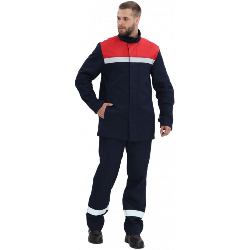 Костюм сварщика Велд-СОП 1 кл.защиты (тк.Хлопок-ОП,350) брюки, т.синий/красный