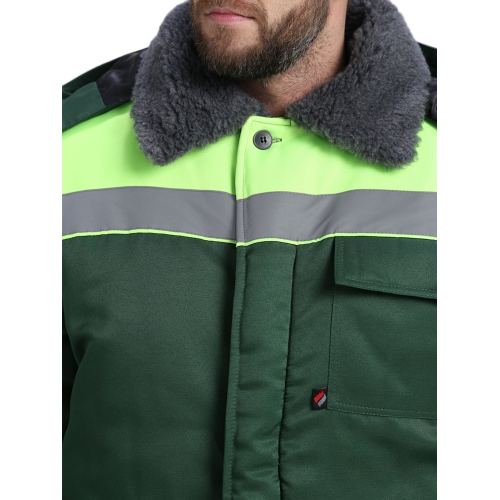 Костюм зимний Труженик-Ультра СОП (тк.Смесовая,210) брюки, т.зеленый/лимонный