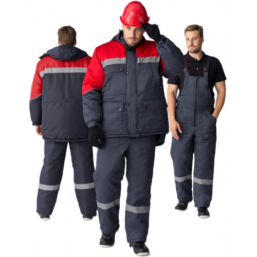 Костюм зимний Сибер СОП CH (тк.Таслан) п/к, т.серый/красный