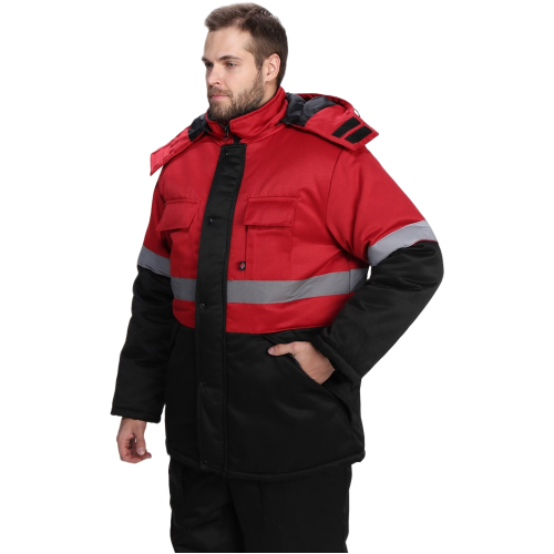 Костюм зимний Нордхард-2 СОП (тк.Смесовая,250) п/к, черный/красный