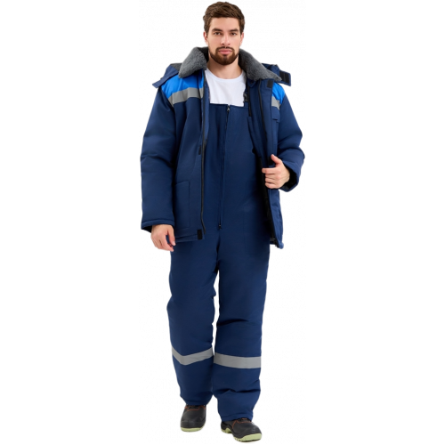Костюм зимний Труженик-Ультра-2 СОП (тк.Смесовая,210) п/к, т.синий/васильковый