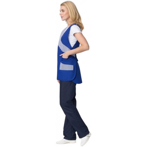 Фартук-сарафан Утро (тк.ТиСи), васильковый/полоска Фартук-сарафан Утро (тк.ТиСи), васильковый/полоска