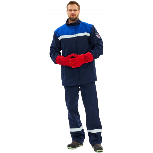 Костюм сварщика Велд-СОП 2 кл.защиты (тк.Хлопок-ОП,350) брюки, т.синий/васильковый