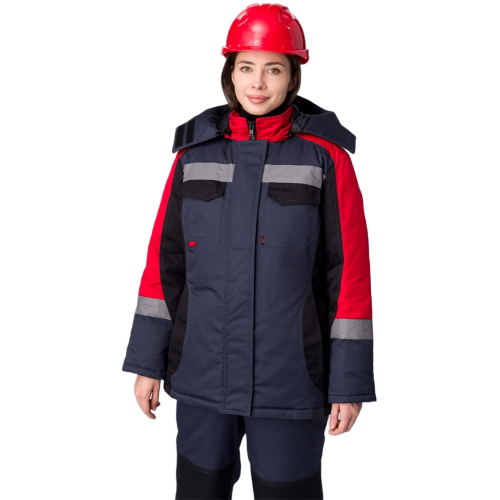 Костюм зимний женский Вектрон-2 СОП У. (тк.Смесовая,240) п/к, черный/красный/серый