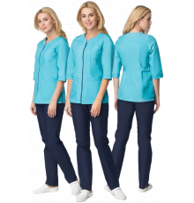 Костюм женский Спринт (тк.ТиСи), бирюзовый/т.синий