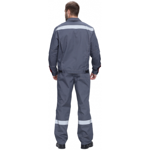 Костюм Флофт-1 Премиум СОП У. (тк.Смесовая,240) брюки, т.серый/серый/красный