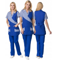 Фартук-сарафан Утро (тк.ТиСи), васильковый/полоска Фартук-сарафан Утро (тк.ТиСи), васильковый/полоска