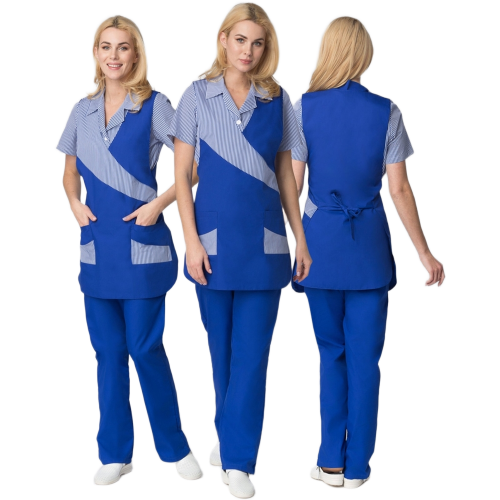 Фартук-сарафан Утро (тк.ТиСи), васильковый/полоска Фартук-сарафан Утро (тк.ТиСи), васильковый/полоска