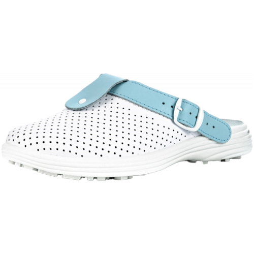 Сабо женские нат.кожа Комфорт ПВХ, белый/голубой Сабо женские нат.кожа Комфорт ПВХ, белый/голубой