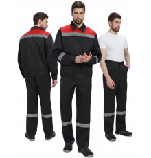 Костюм Лигор-1 СОП (тк.Смесовая,210) брюки, черный/красный Костюм Лигор-1 СОП (тк.Смесовая,210) брюки, черный/красный