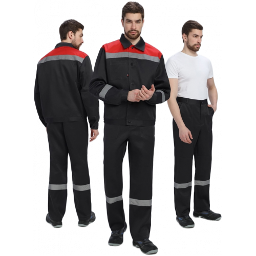 Костюм Лигор-1 СОП (тк.Смесовая,210) брюки, черный/красный Костюм Лигор-1 СОП (тк.Смесовая,210) брюки, черный/красный