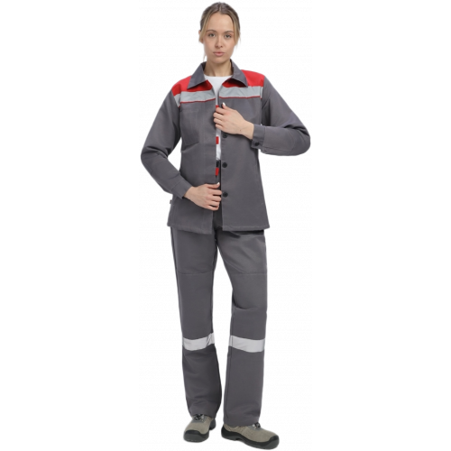 Костюм женский Весна-1 СОП NEW (тк.Смесовая,210) брюки, т.серый/красный Костюм женский Весна-1 СОП NEW (тк.Смесовая,210) брюки, т.серый/красный