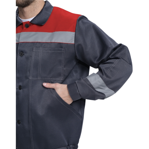 Костюм Лигор-1 СОП (тк.Смесовая,210) брюки, т.серый/красный