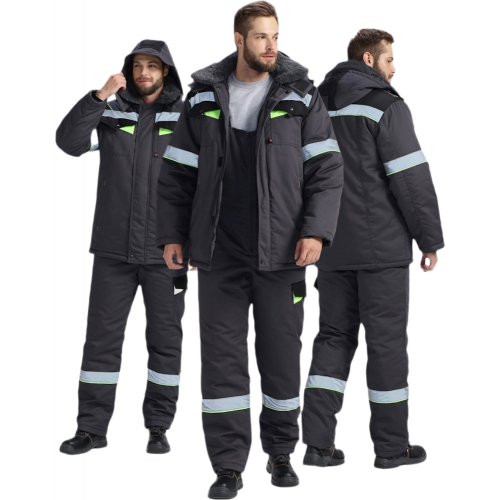 Костюм зимний Ховард (тк.Смесовая,240) п/к, т.серый/черный/лимонный