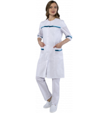 Халат женский Лотос (тк.ТиСи), белый/голубой Халат женский Лотос (тк.ТиСи), белый/голубой