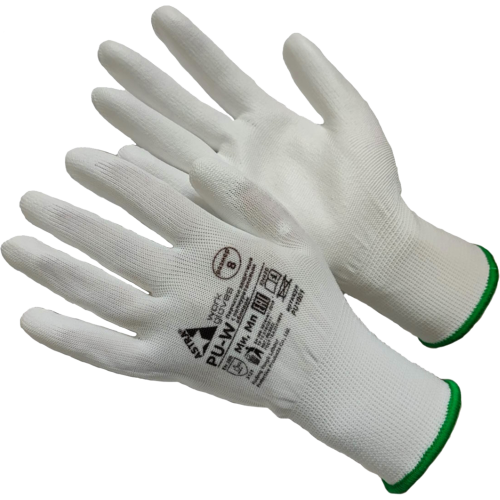 Astra Pu-W Перчатки из полиэстера белого цвета с полиуретановым покрытием Astra Pu-W Перчатки из полиэстера белого цвета с полиуретановым покрытием