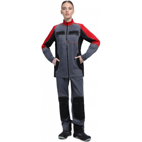 Костюм женский Вектрон-1 (тк.Смесовая,240) брюки, серый/красный/черный Костюм женский Вектрон-1 (тк.Смесовая,240) брюки, серый/красный/черный