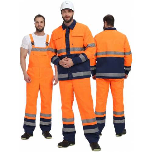 Костюм для дорожника (тк.Смесовая,210) п/к, оранжевый/т.синий Костюм для дорожника (тк.Смесовая,210) п/к, оранжевый/т.синий