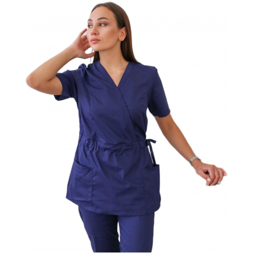 Костюм женский хирургический Модерн-004 (тк.Стрейч,120) MedLine, т.синий