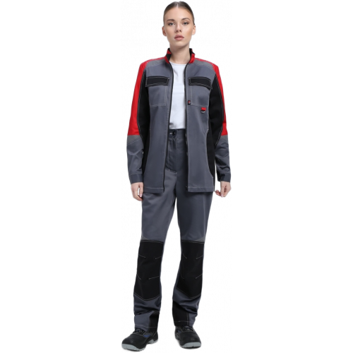 Костюм женский Вектрон-1 (тк.Смесовая,240) брюки, серый/красный/черный Костюм женский Вектрон-1 (тк.Смесовая,240) брюки, серый/красный/черный