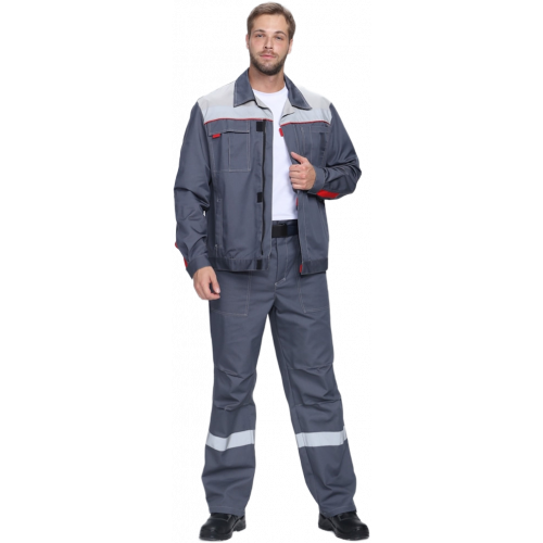 Костюм Флофт-1 Премиум СОП (тк.Смесовая,240) брюки, т.серый/серый/красный Костюм Флофт-1 Премиум СОП (тк.Смесовая,240) брюки, т.серый/серый/красный