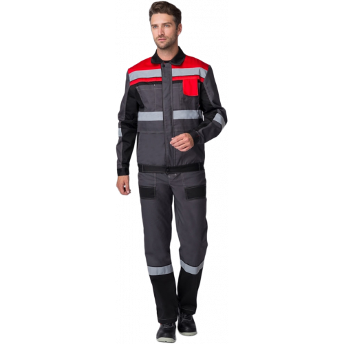 Костюм Виват-2 Премиум IMP (тк.Смесовая,240) п/к, т.серый/черный/красный