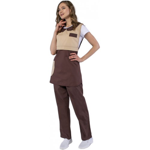 Фартук-сарафан Монро (тк.ТиСи), коричневый/бежевый Фартук-сарафан Монро (тк.ТиСи), коричневый/бежевый