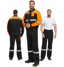 Костюм Виват-1 Премиум CH МВО (тк.Смесовая,240) брюки, черный/оранжевый Костюм Виват-1 Премиум CH МВО (тк.Смесовая,240) брюки, черный/оранжевый