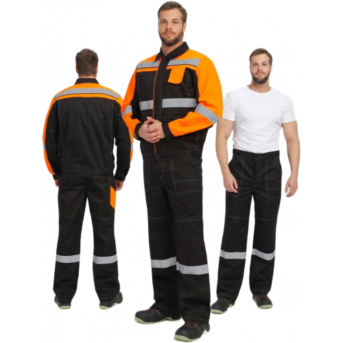Костюм Виват-1 Премиум CH МВО (тк.Смесовая,240) брюки, черный/оранжевый Костюм Виват-1 Премиум CH МВО (тк.Смесовая,240) брюки, черный/оранжевый