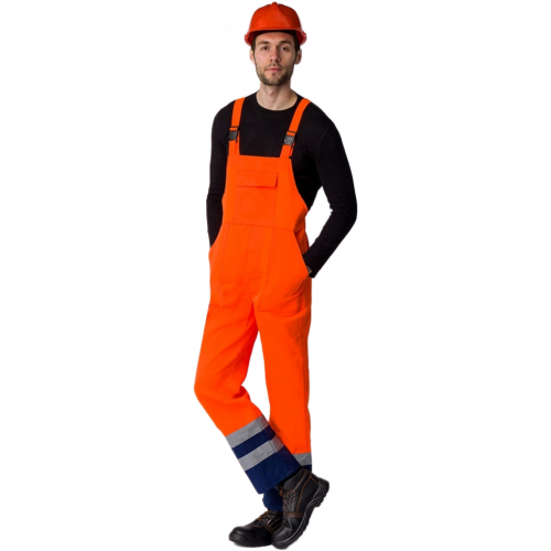 Костюм для дорожника с укороченной курткой (тк.Смесовая,210) п/к, оранжевый/т.синий Костюм для дорожника с укороченной курткой (тк.Смесовая,210) п/к, оранжевый/т.синий