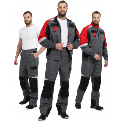 Костюм Вектрон-1 (тк.Смесовая МВО,240) брюки, серый/черный/красный Костюм Вектрон-1 (тк.Смесовая МВО,240) брюки, серый/черный/красный