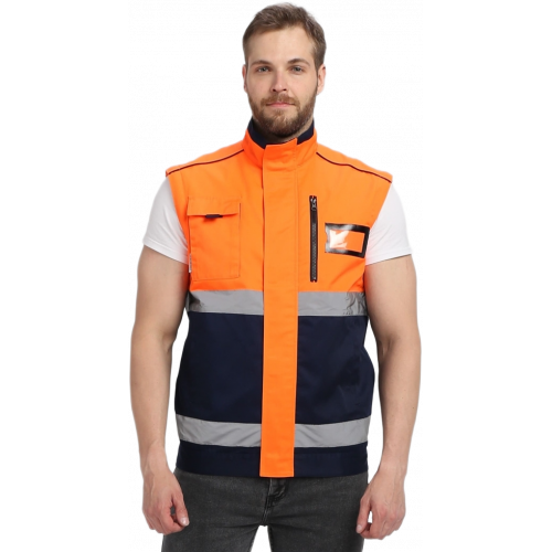 Куртка-трансформер сигнальная ProfLineSpecialist (тк.Смесовая МВО,240), оранжевый/т.синий Куртка-трансформер сигнальная ProfLineSpecialist (тк.Смесовая МВО,240), оранжевый/т.синий