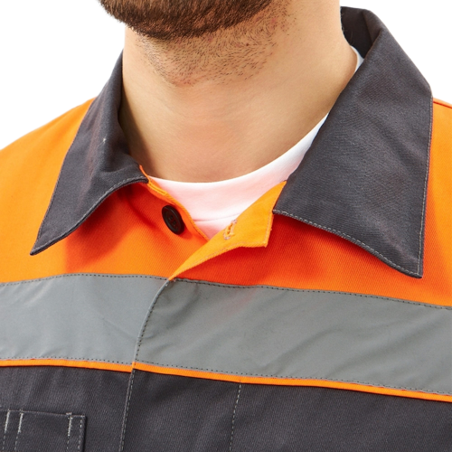 Костюм Липецк-1 СОП CH (тк.Смесовая,280) брюки, т.серый/оранжевый