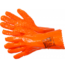 Fishy Перчатки МБС, интерлок с полным покрытием ПВХ и ПВХ крошкой оранжевого цвета