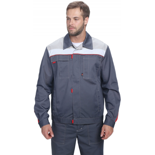 Костюм Флофт-1 Премиум СОП У. (тк.Смесовая,240) брюки, т.серый/серый/красный