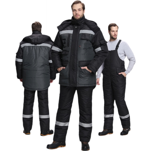 Костюм зимний Беркут СОП CH (тк.Таслан) п/к, черный/т.серый