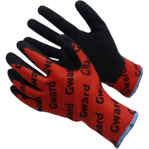 Red with GWARD LOGOS Перчатки нейлоновые с текстурированным латексным покрытием