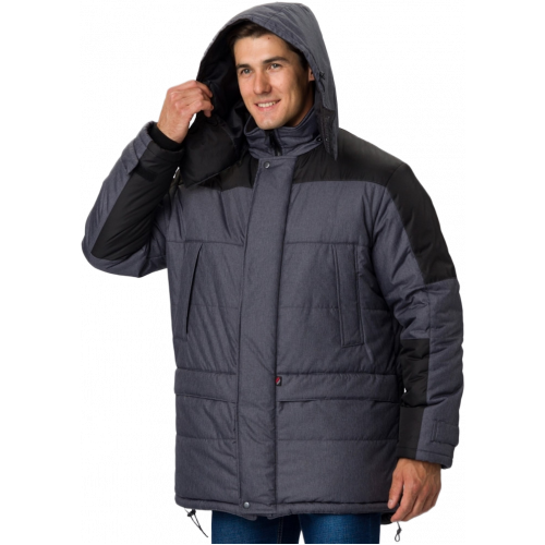 Куртка зимняя Премиум CH (тк.Мембрана), т.серый меланж/черный