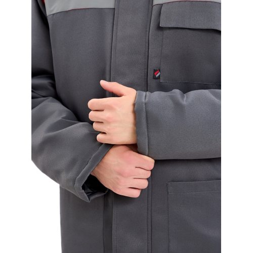 Костюм зимний Труженик-Ультра-1 СОП  (тк.Смесовая,210) брюки, т.серый/красный