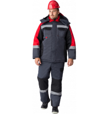 Костюм зимний Вектрон-2 СОП (тк.Смесовая,240) п/к, серый/черный/красный