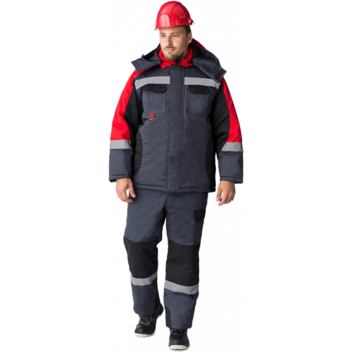 Костюм зимний Вектрон-2 СОП (тк.Смесовая,240) п/к, серый/черный/красный