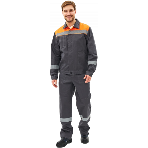 Костюм Липецк-1 СОП CH (тк.Смесовая,280) брюки, т.серый/оранжевый