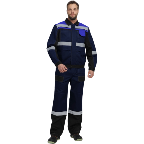 Костюм Виват-1 Премиум CH МВО (тк.Смесовая,240) брюки, т.синий/черный/васильковый