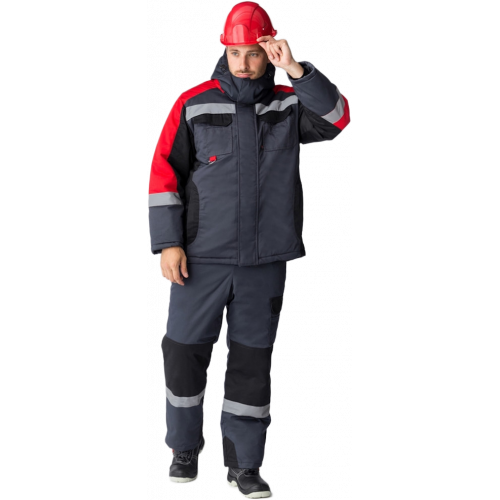 Костюм зимний Вектрон-2 СОП (тк.Смесовая,240) п/к, черный/красный/серый