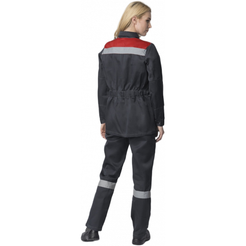 Костюм женский Весна-1 СОП CH (тк.Смесовая,210) брюки, т.серый/красный Костюм женский Весна-1 СОП CH (тк.Смесовая,210) брюки, т.серый/красный