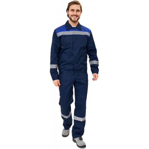 Костюм Лигор-1 Премиум СОП К. (тк.Смесовая,240) брюки, т.синий/васильковый