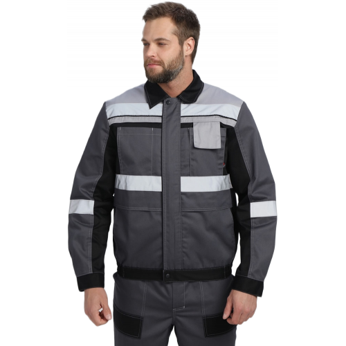 Костюм Виват-1 Премиум CH МВО (тк.Смесовая,240) брюки, т.серый/черный/св.серый