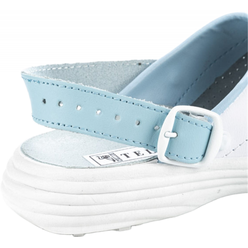 Сабо женские нат.кожа Комфорт ПВХ, белый/голубой Сабо женские нат.кожа Комфорт ПВХ, белый/голубой